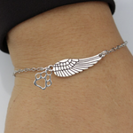 Silver Memorial Bracelet with Engelenvleugel & Paw Print | Handmade