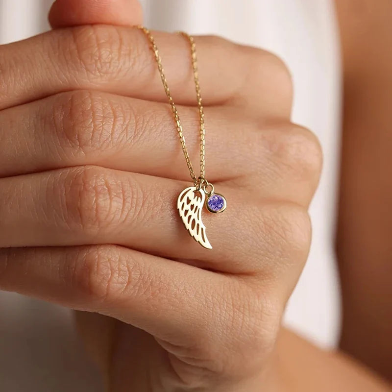 Angel Wing Birthstone Pendant