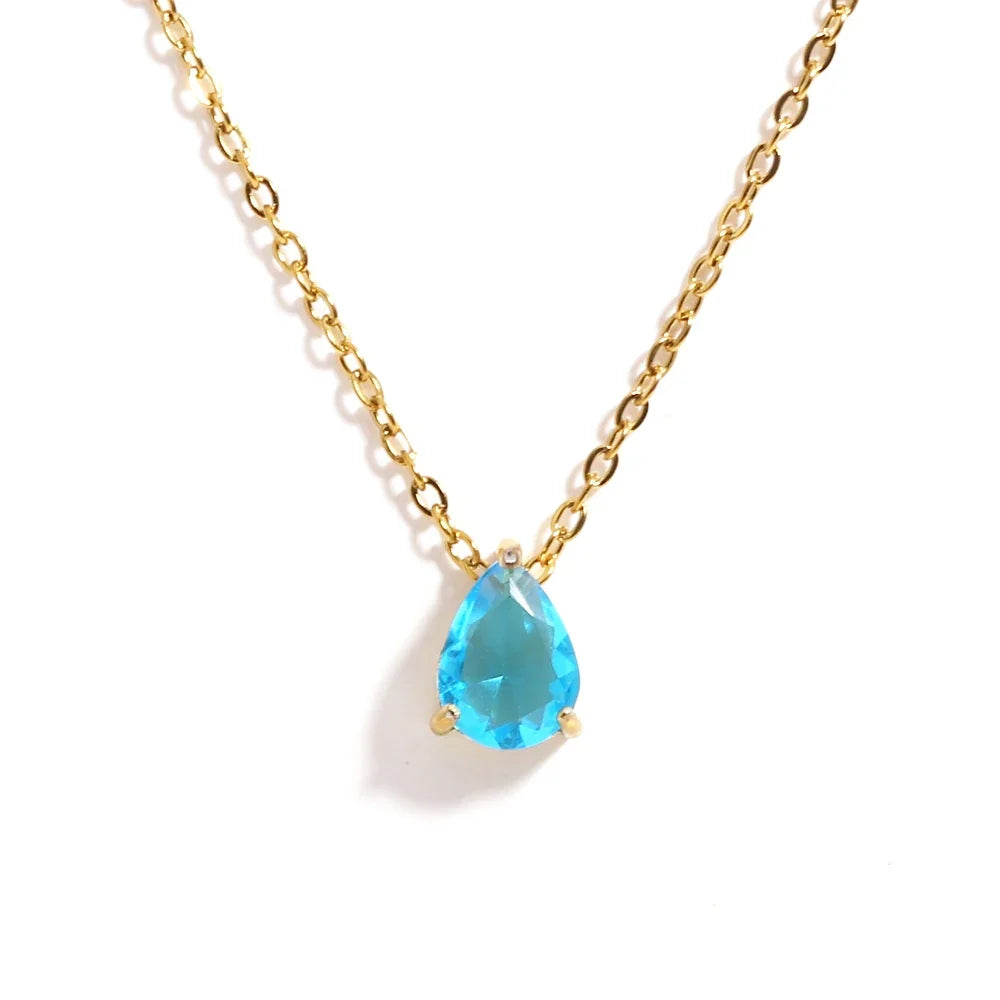 Crystal Drop Birthstone Necklace