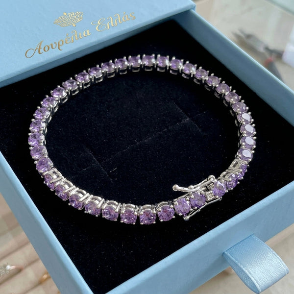 Amethyst Tennis Bracelet | White Gold