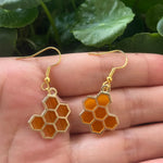 Gold Bee & Honeycomb Crystal Earrings