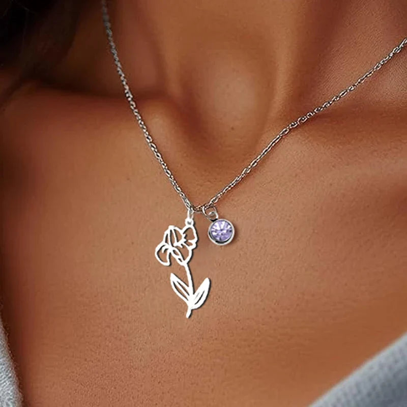 Personalized Birthstone & Birth Flower Necklace