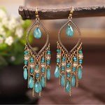 Blue Zirconia Boho Mandala Drop Earrings