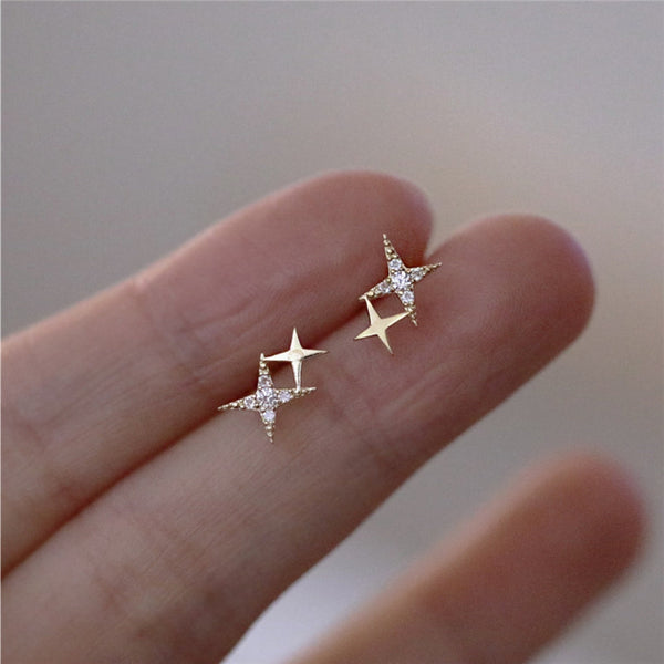 Star Earrings with Zirconia in Gold