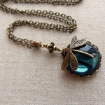 Beautiful Vintage Dragonfly Necklace with Matching Earrings