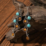 Boho Earrings with zirconia & Opal in Silver