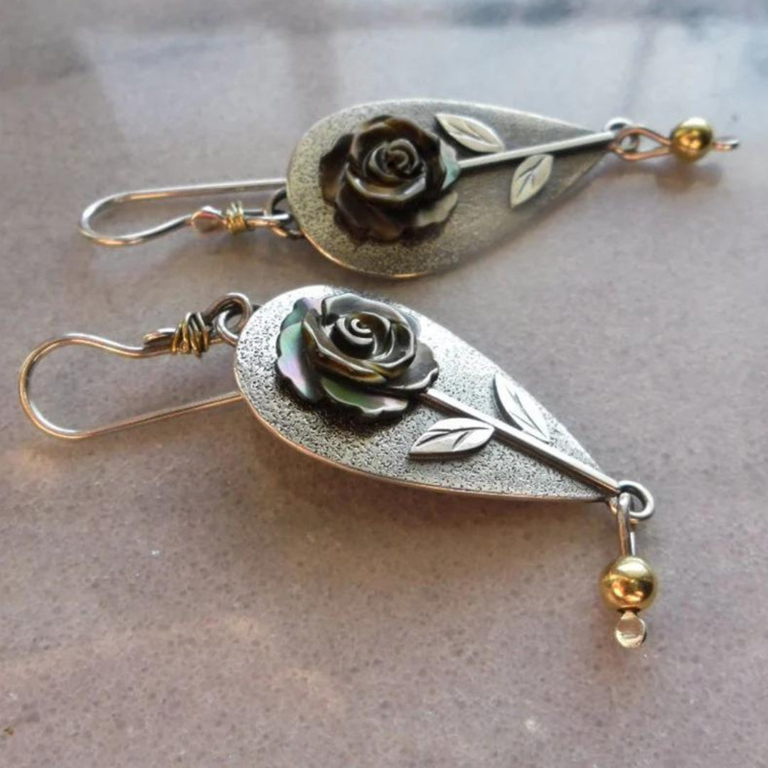 Silver Boho Roses Earrings