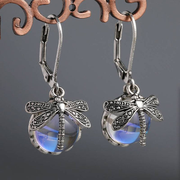 Sferische Dragonfly Earrings in Antique Silver