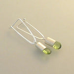 Vintage Olive Crystal Drop Silver Earrings