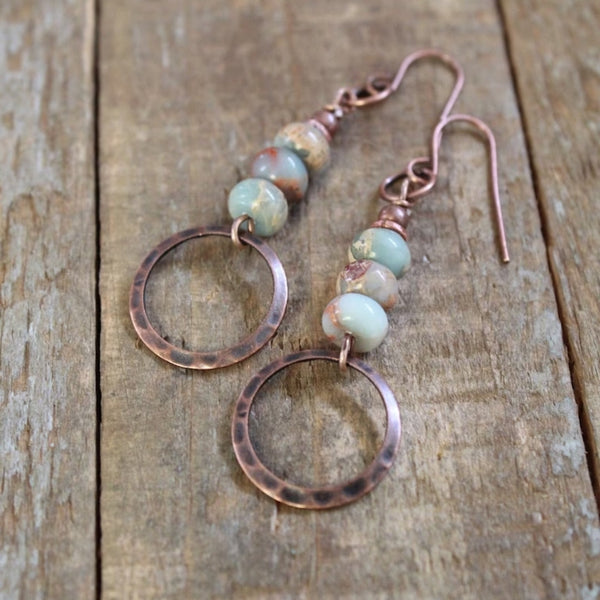 Vintage Bronze Earrings with Stones