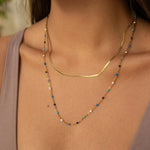 Vintage Gold & Blue Stone Necklace