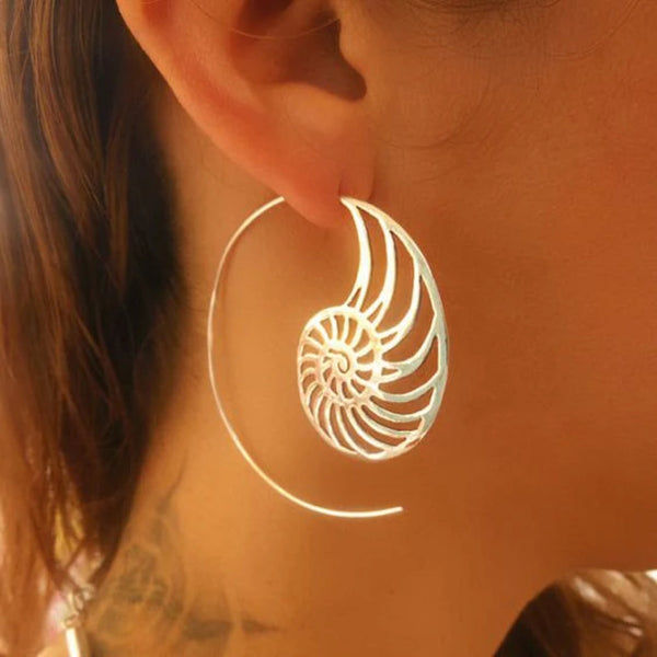 Vintage Gold Spiral Shell Earrings