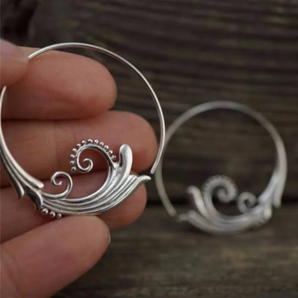 Vintage Wave Silver Earrings