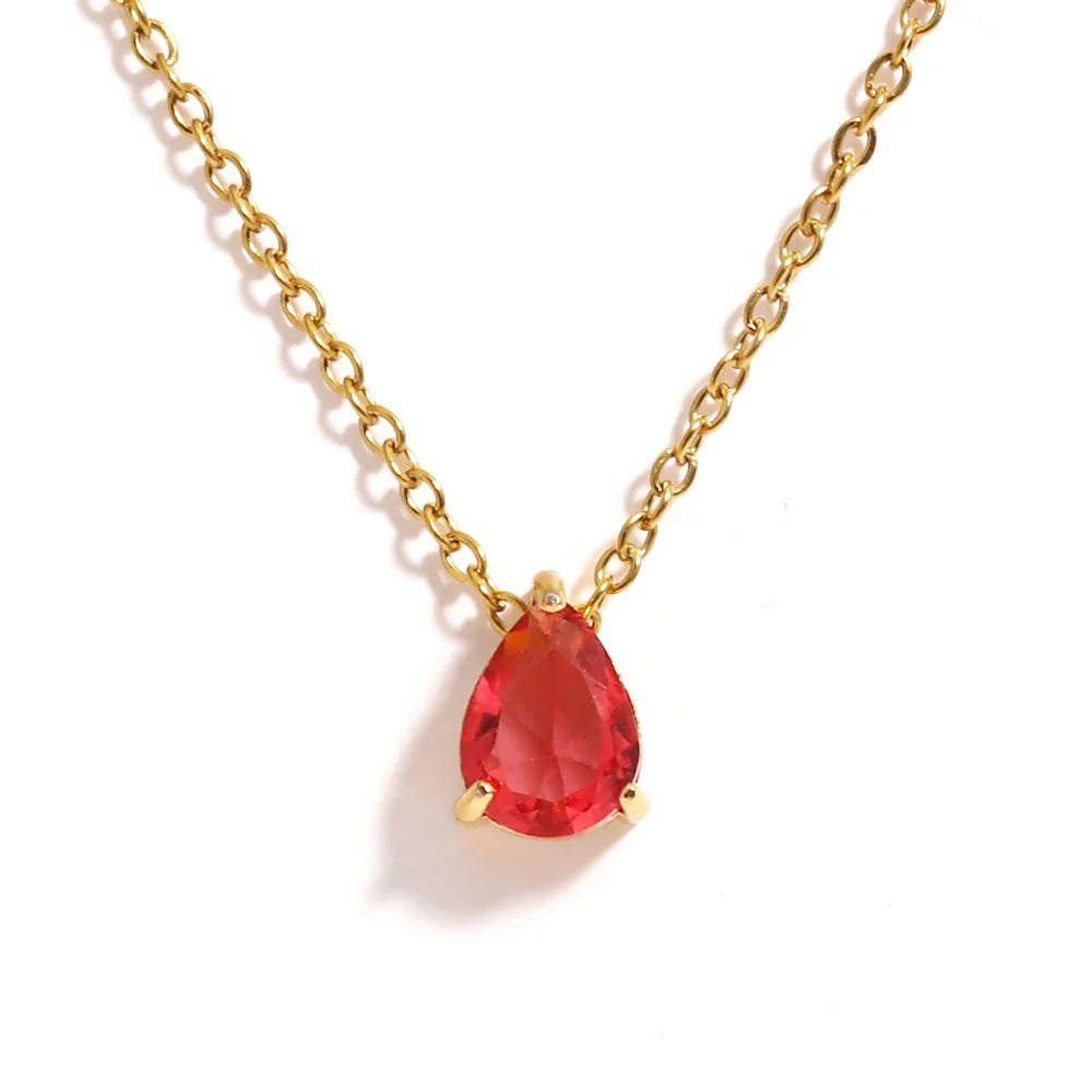 Crystal Drop Birthstone Necklace