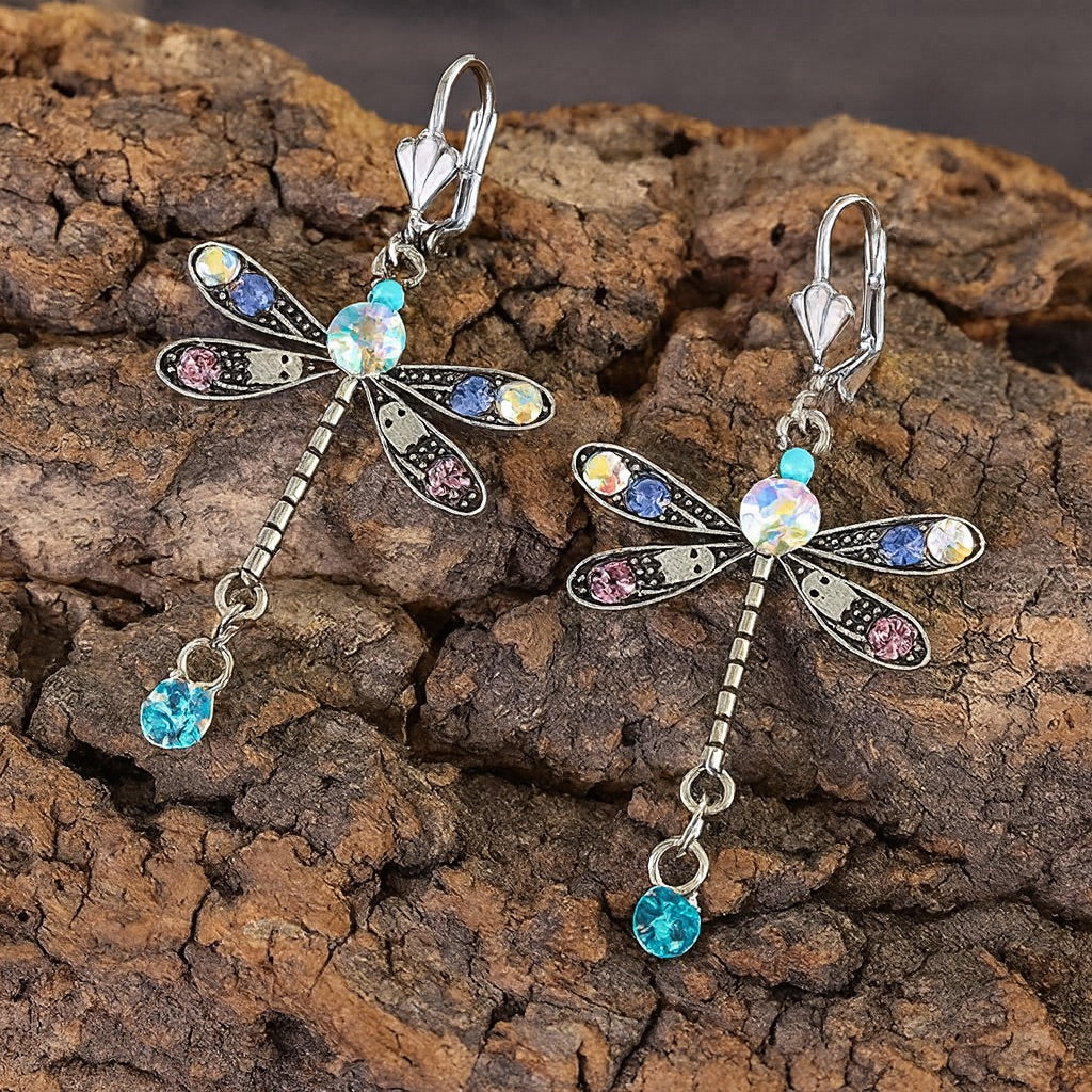Elegant Engraved Dragonfly Earrings
