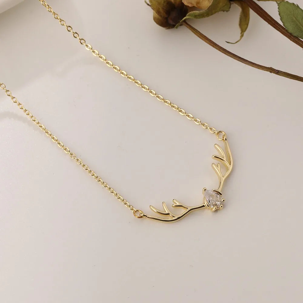 Antler Necklace with Delicate Heart Charm