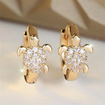 Sea Turtle Earrings with Sparkling Zirconia