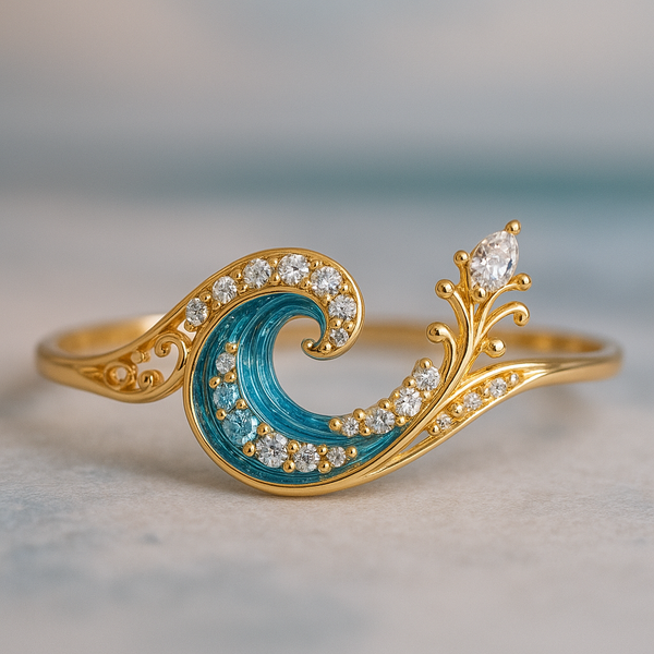 Ocean Wave Radiant Crystal Ring