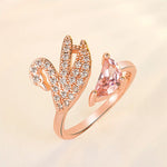 Swan Crystal Ring — Adjustable Rose Gold