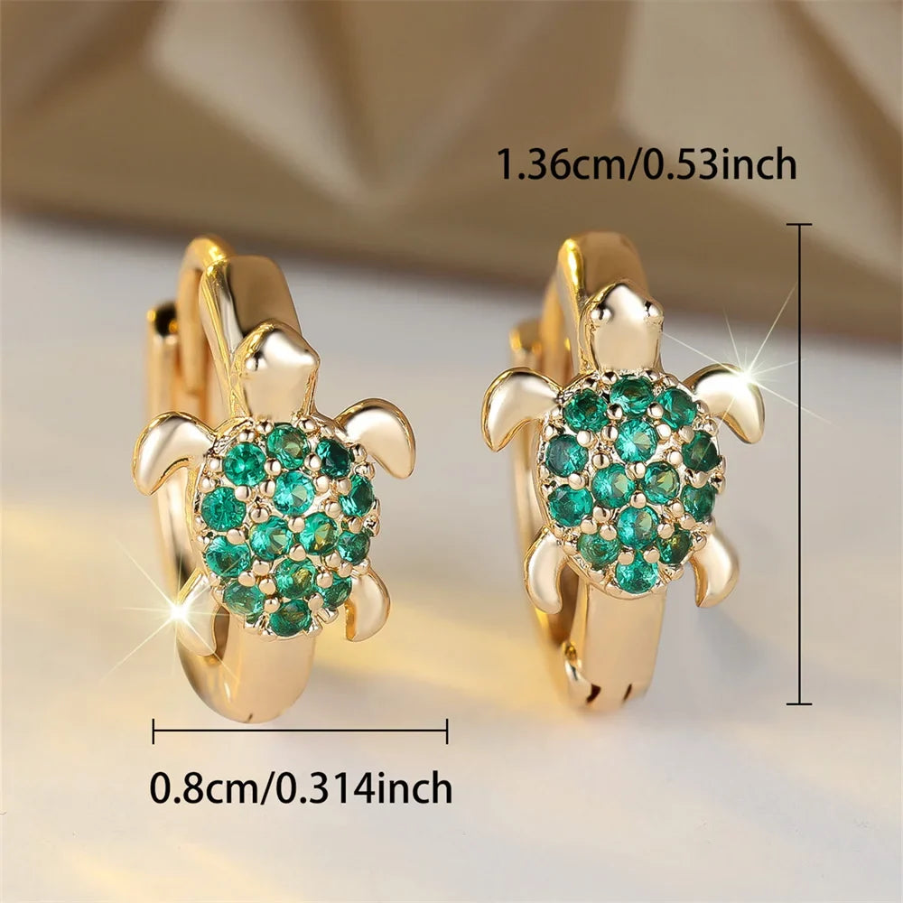 Sea Turtle Earrings with Sparkling Zirconia