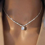 Moissanite Solitaire Sterling Silver Pendant Necklace