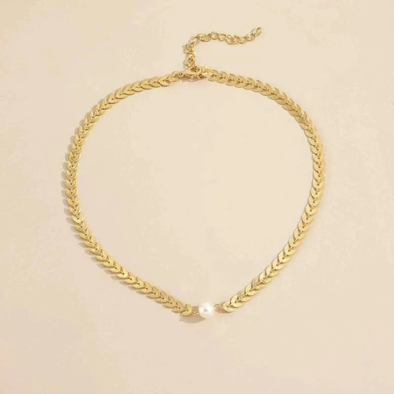 Greek Golden Pearl Necklace