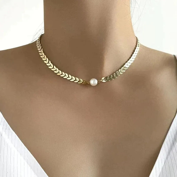 Greek Golden Pearl Necklace