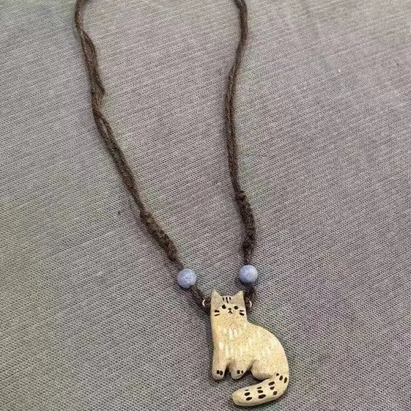 Vintage Cat & Star Pendant Necklace