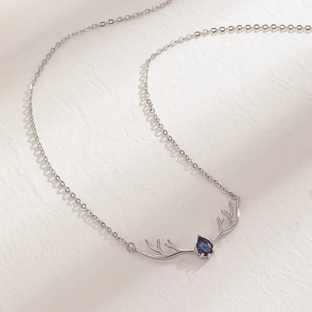 Antler Necklace with Delicate Heart Charm