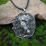 Moon Wolf Spirit Animal Pendant Necklace