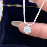 Moissanite Solitaire Sterling Silver Pendant Necklace