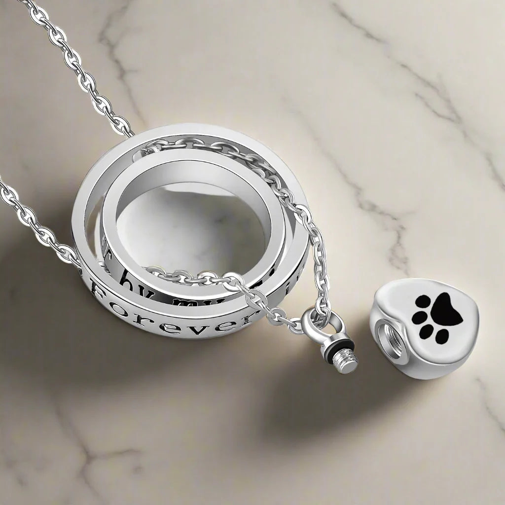 “Forever in My Heart” Stainless Steel Paw Urn Pendant