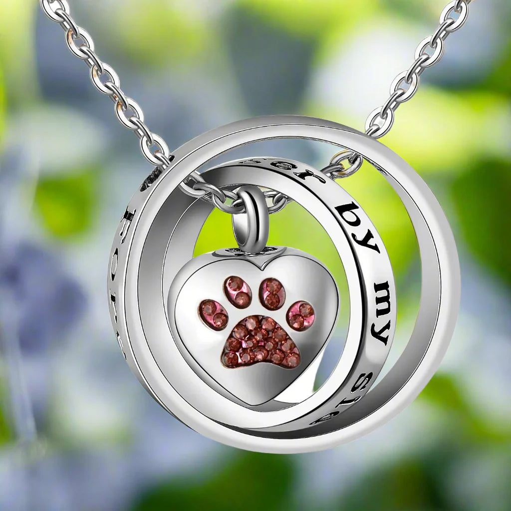 “Forever in My Heart” Stainless Steel Paw Urn Pendant
