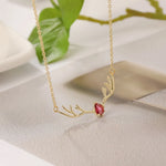 Antler Necklace with Delicate Heart Charm