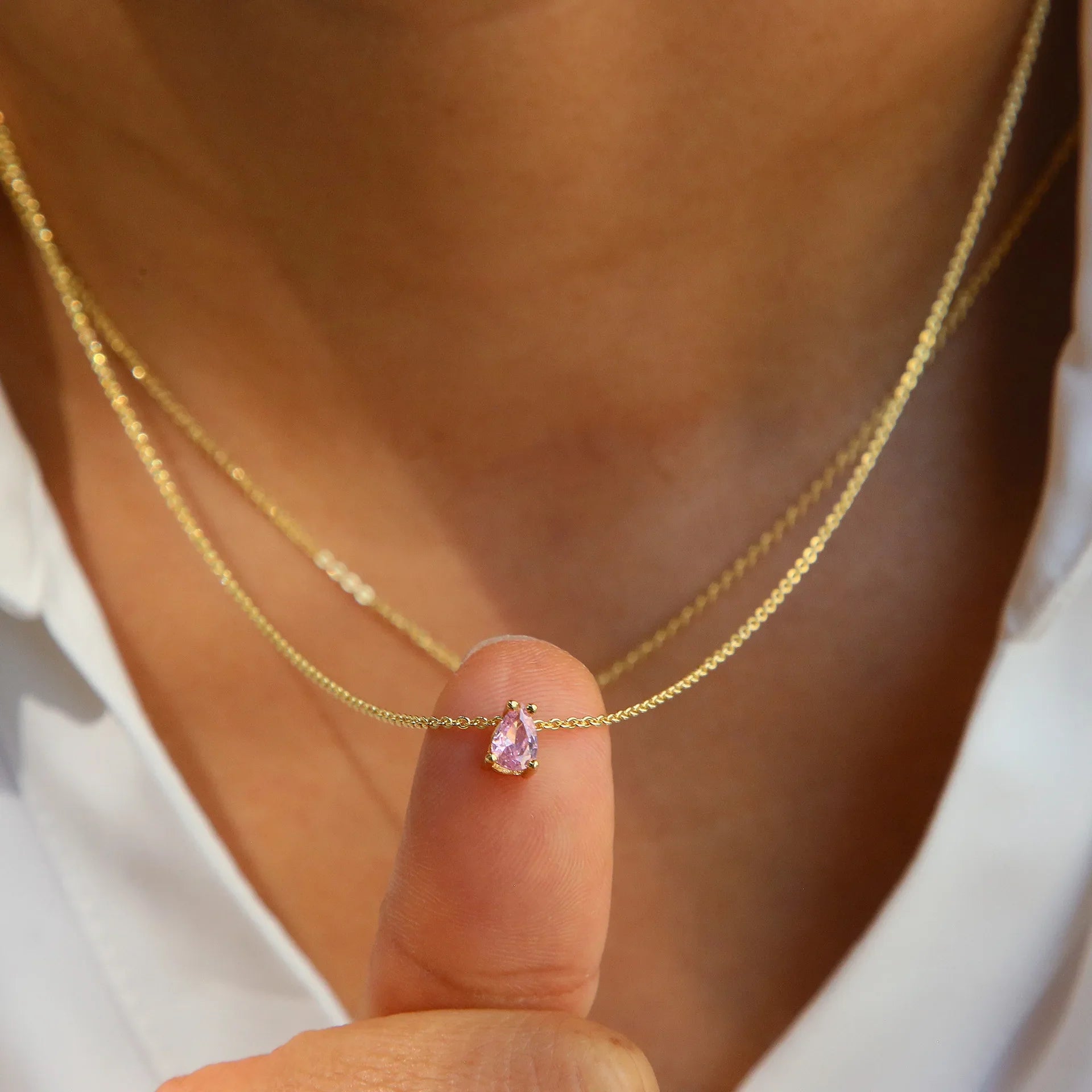 Crystal Drop Birthstone Necklace