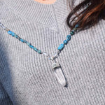 Blue Apatite & Clear Quartz Beaded Necklace