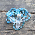 Blue Apatite & Clear Quartz Beaded Necklace