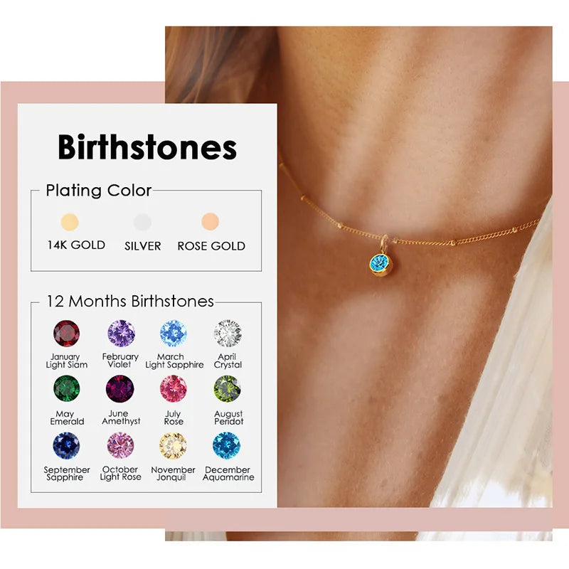 Delicate Birthstone Beaded Necklace