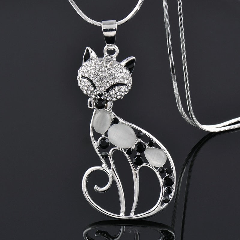 Love Cats Sterling Silver & Zirconia Necklace