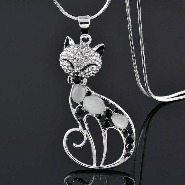 Love Cats Sterling Silver & Zirconia Necklace