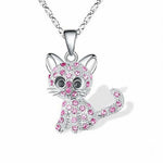 Silver Kitten & Colourful Zirconia Necklace