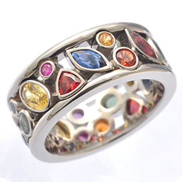 Vintage Colourful Zirconia Silver Ring