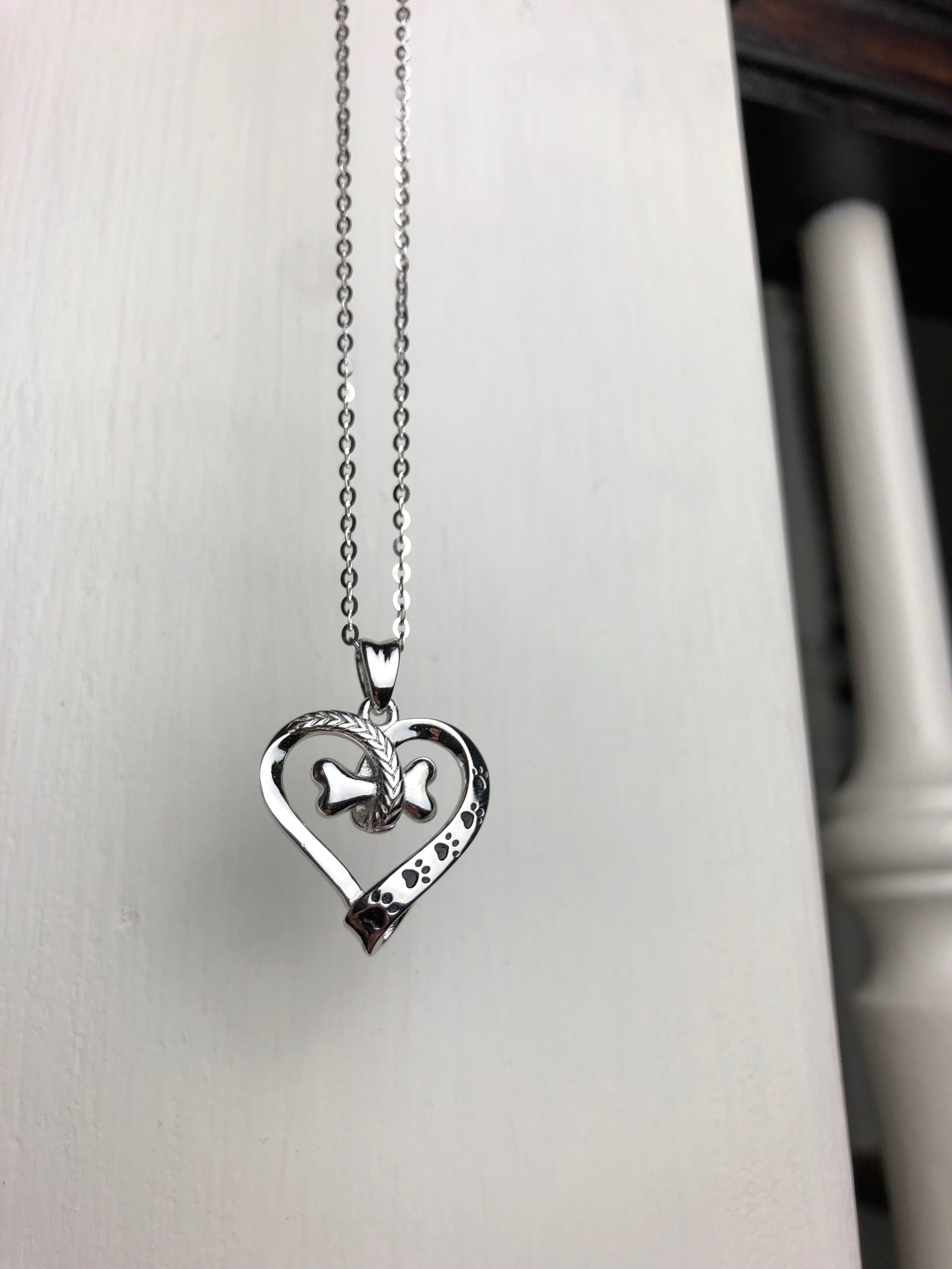 Dog Paw & Heart Stainless Steel Pendant