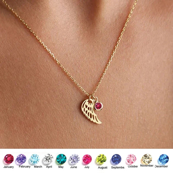 Angel Wing Birthstone Pendant
