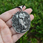 Moon Wolf Spirit Animal Pendant Necklace