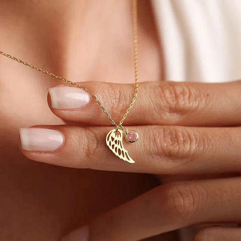 Angel Wing Birthstone Pendant