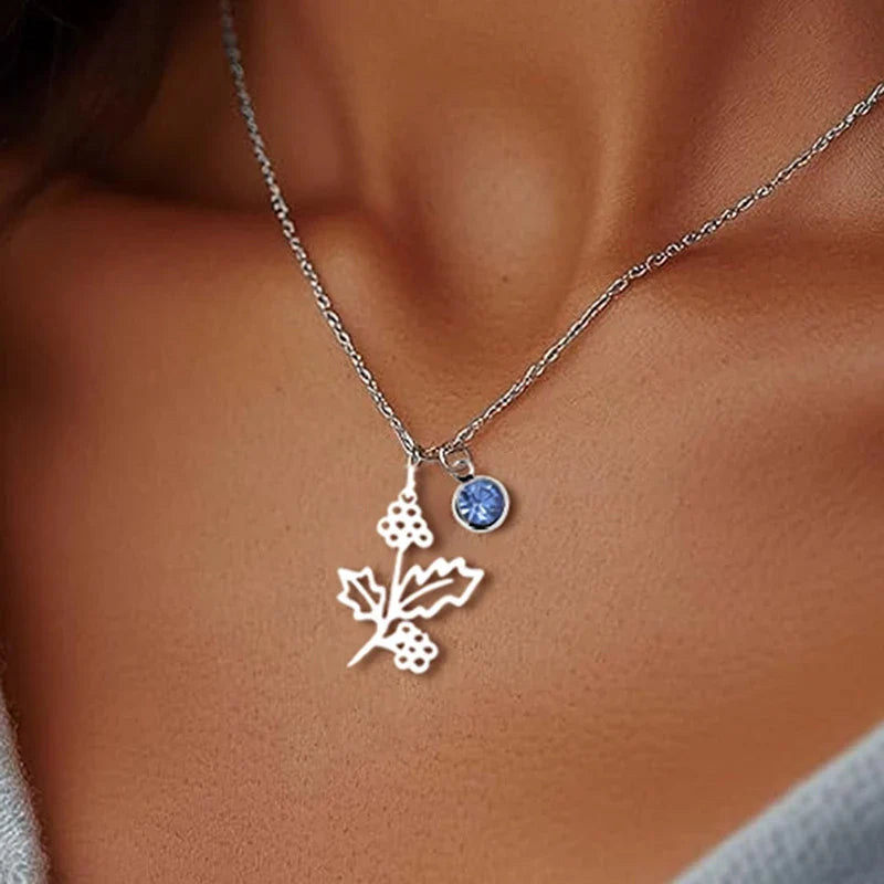Personalized Birthstone & Birth Flower Necklace