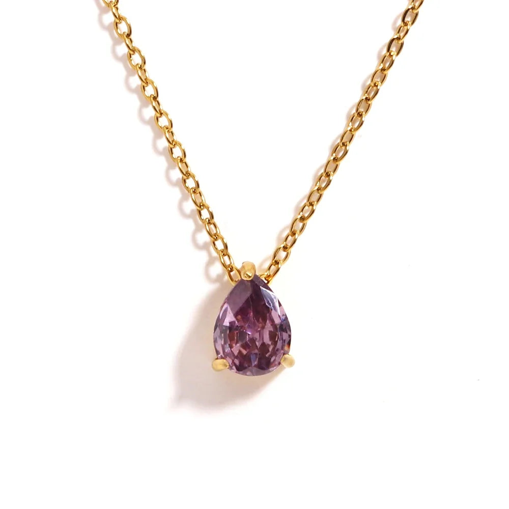 Crystal Drop Birthstone Necklace