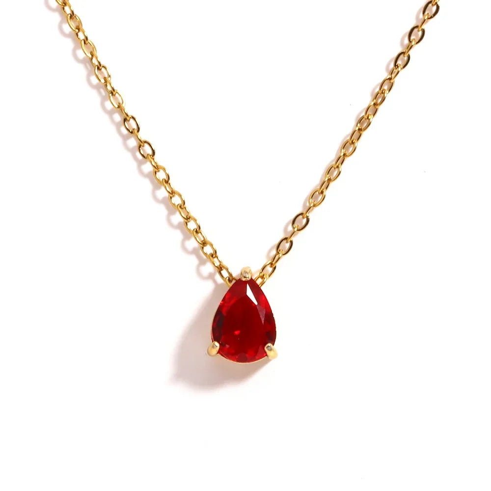 Crystal Drop Birthstone Necklace