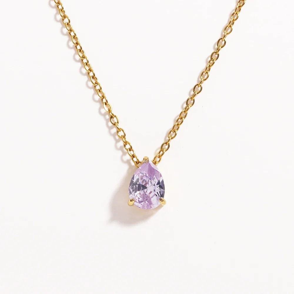 Crystal Drop Birthstone Necklace